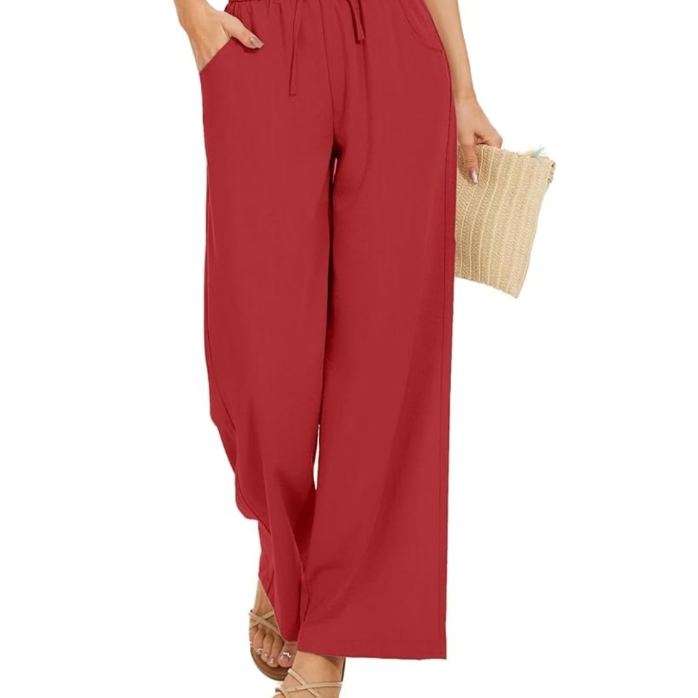 Chic Wide-Leg Red Pants for Women